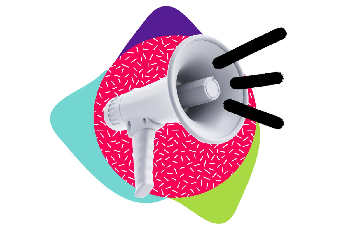 Illustration of a megaphone, blasting the news. 