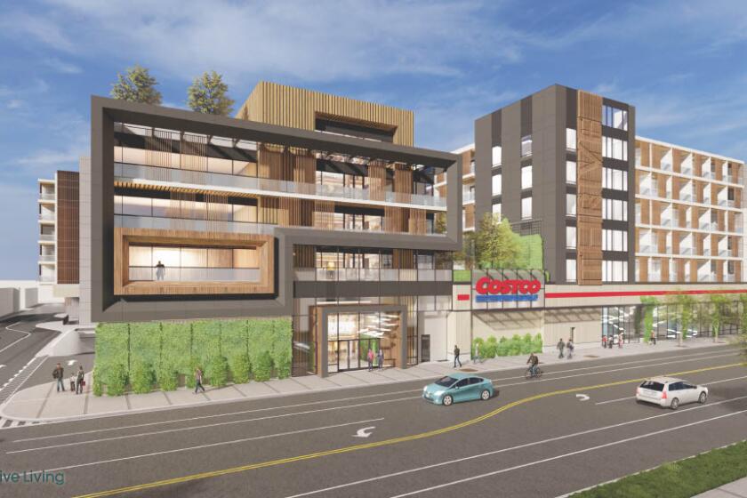 A Costco store could make its way to the Baldwin Village neighborhood and bring along with it 800 apartment units, according to renderings released. The apartment units will sit above the warehouse store at the intersection of Coliseum Street and La Brea Avenue, according to real estate developer Thrive Living.