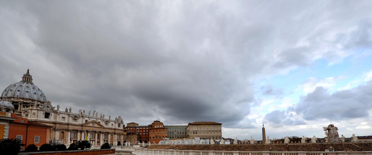 A panoramic view of St. Peter's Basilica as cardinals gather at the Vatican to choose a successor to Pope Benedict XVI.