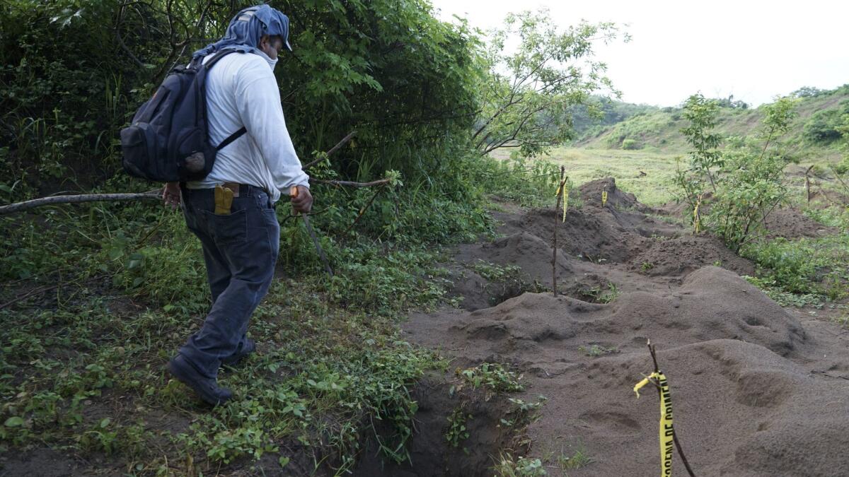 In August 2016, Rufino Bustamante, whose son is missing, joined other relatives to search for loved ones possibly buried in a clandestine gravesite on the northern fringes of Veracruz city.