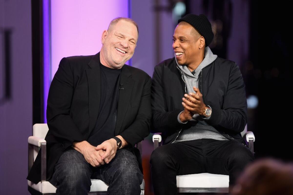 Jay Z, right, and Weinstein Company's Harvey Weinstein are working on a docu-series about Trayvon Martin.