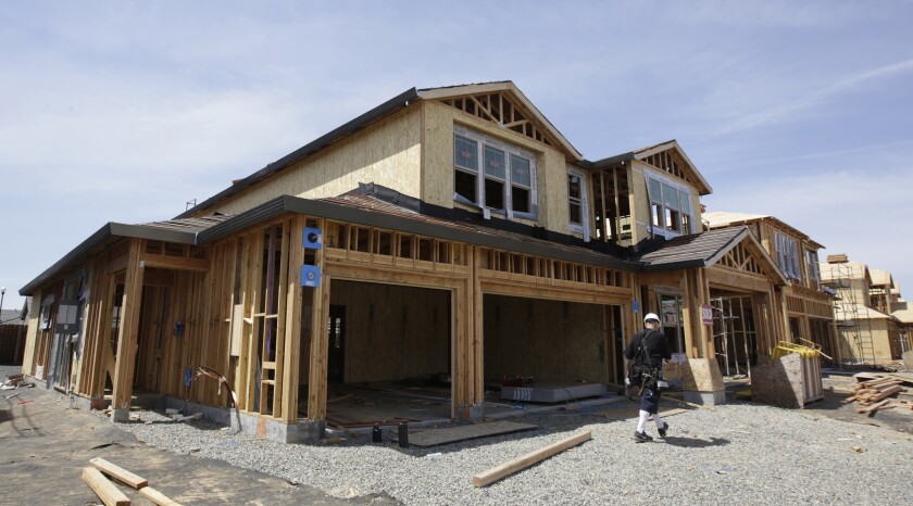 A home under construction in Roseville, Calif.