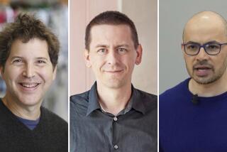 This combo of pictures show American biochemist David Baker, from left, American researcher John Jumper and Demis Hassabis, CEO of DeepMind Technologies, the AI division behind Gemini. (UW Medicine/Google DeepMind via AP/AP Photo/Jeff Chiu)