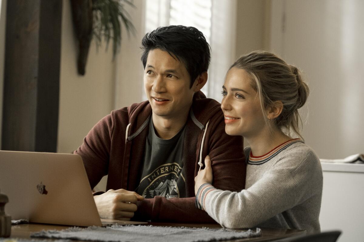 Harry Shum Jr. and Jessica Rothe in the movie "All My Life."