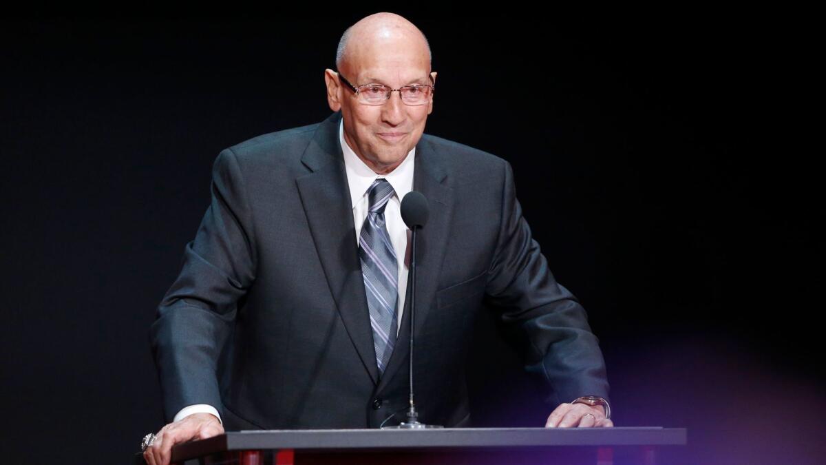 Longtime sports broadcaster Bob Miller accepts the Governors Award at the L.A. Area Emmy Awards in North Hollywood on Saturday.
