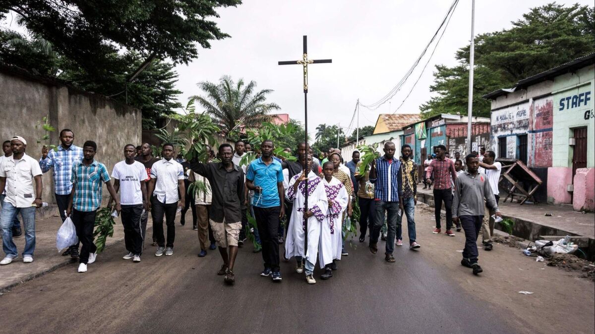 A protest organized by Catholic intellectuals against Congolese President Joseph Kabila on Feb. 25.