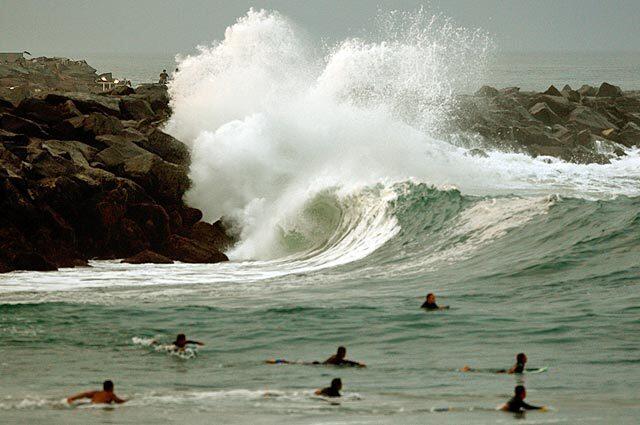 Large waves pound south-facing beaches
