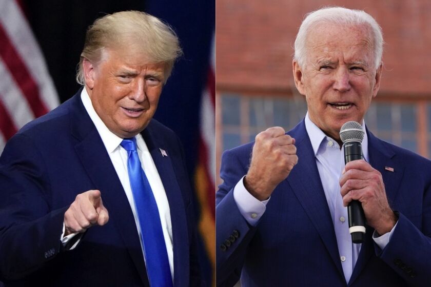 El presidente Donald Trump (i) y el candidato presidencial demócrata Joe Biden.