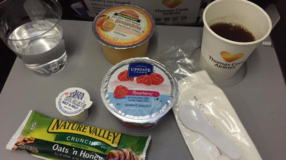 Breakfast on Thomas Cook airlines.