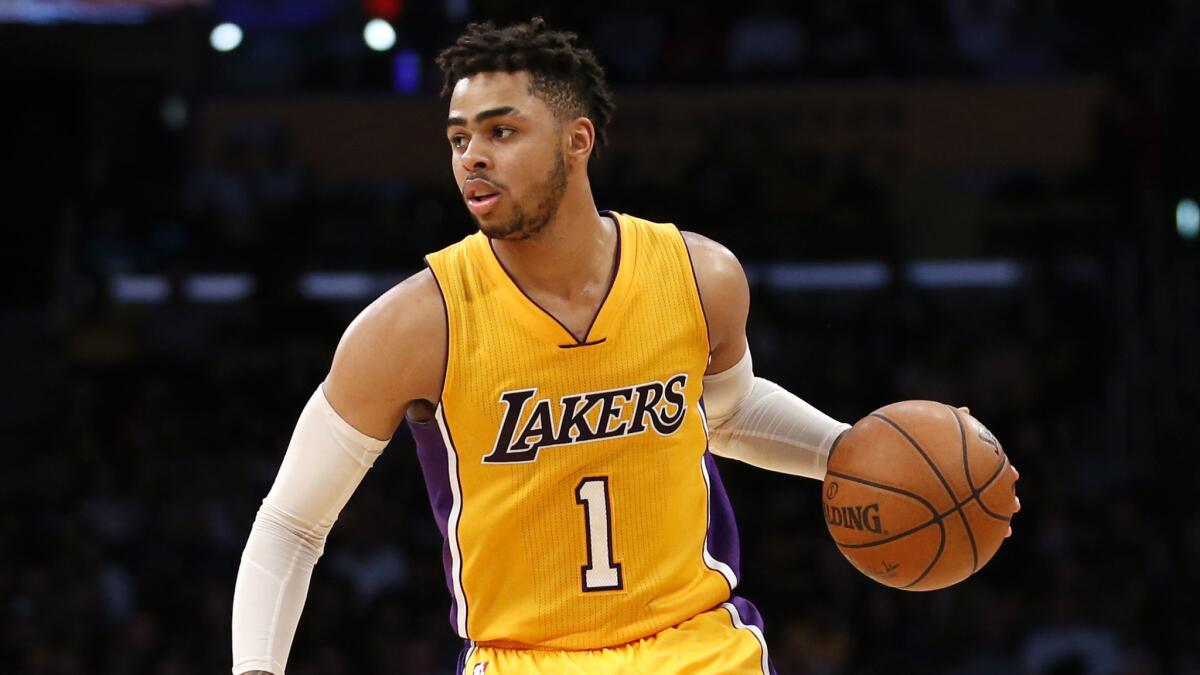 Lakers guard D'Angelo Russell missed 12 games earlier this season because of soreness in his left knee, which flared up again Wednesday.