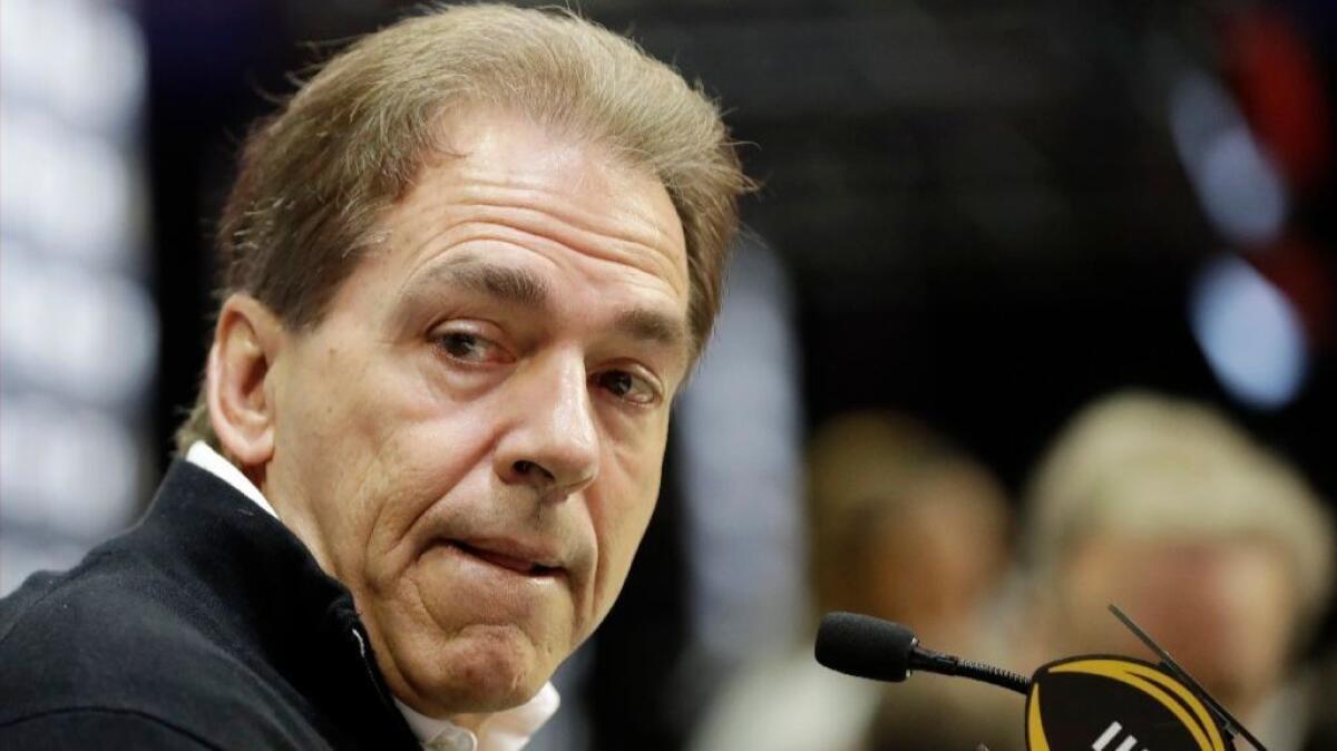With a victory on Monday night, Alabama Coach Nick Saban would win his sixth national championship and equal the longstanding record for career titles established by Bear Bryant.