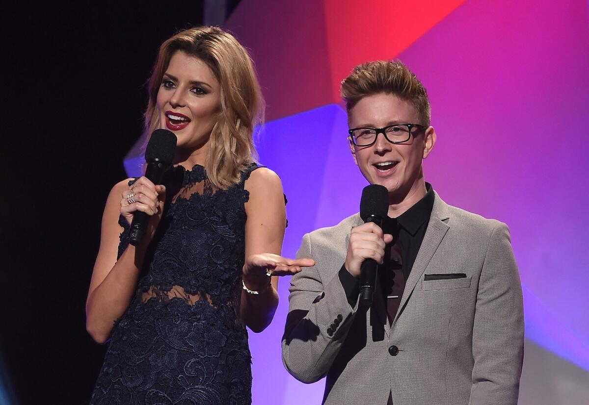 Internet personalities Grace Helbig and Tyler Oakley were hosts of the Streamy Awards.