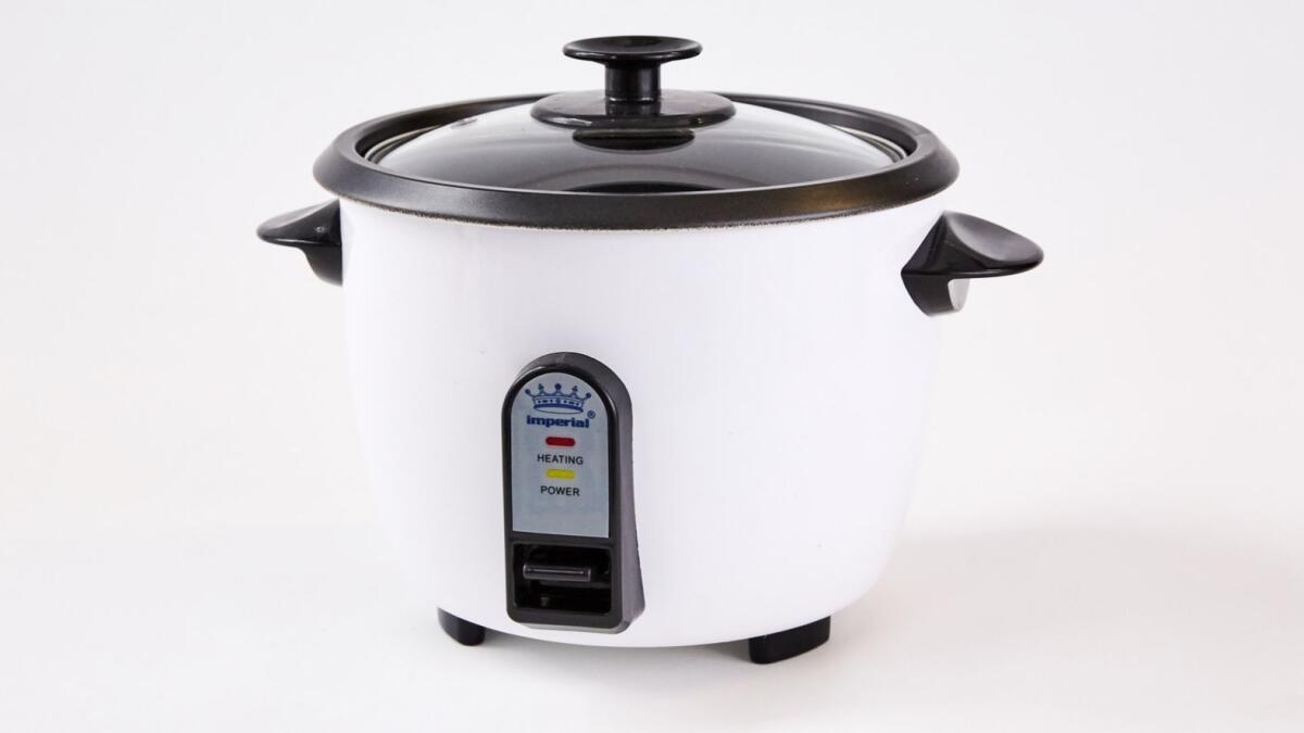The Imperial rice cooker has one switch for turning the machine on and off.