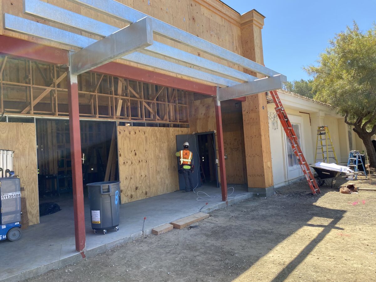 The Solana Santa Fe School modernization includes a new front entrance.