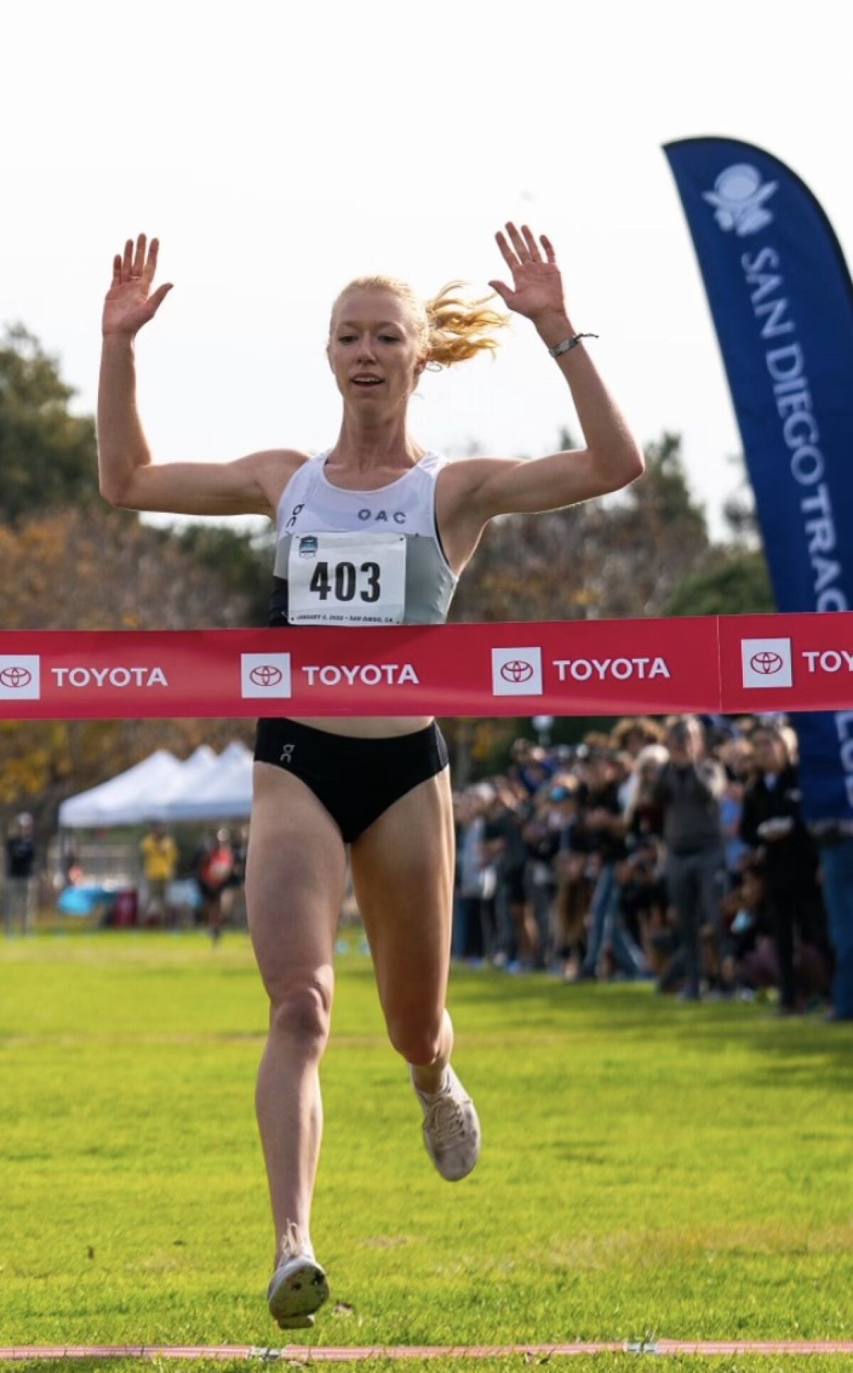 Alicia Monson, who finished 23rd in 10,000 at Tokyo Games, won women’s USATF Cross Country title Saturday at Mission Bay.
