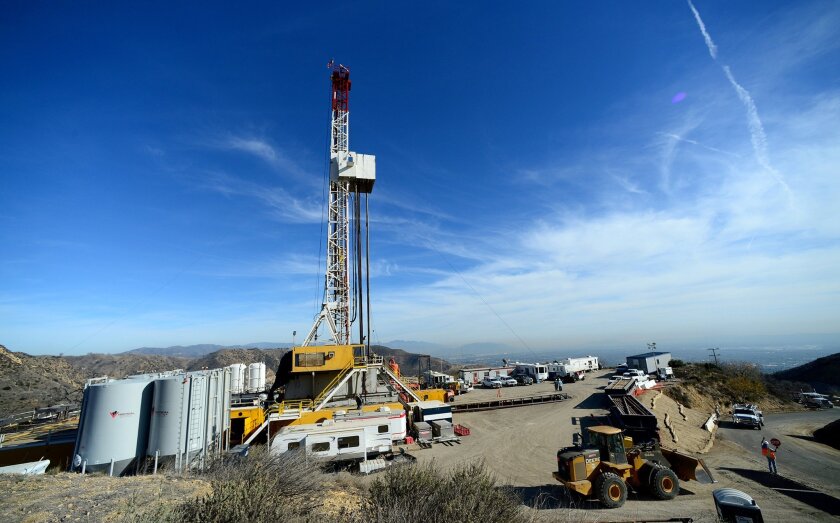 Southern California Gas workers and others work on a relief well at the Aliso Canyon facility near Porter Ranch.
