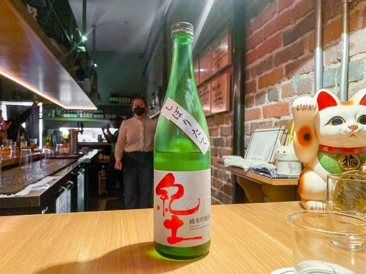 A seasonal junmai sake from Japan's Heiwa Shuzo brewery, served at Ototo in Echo Park.