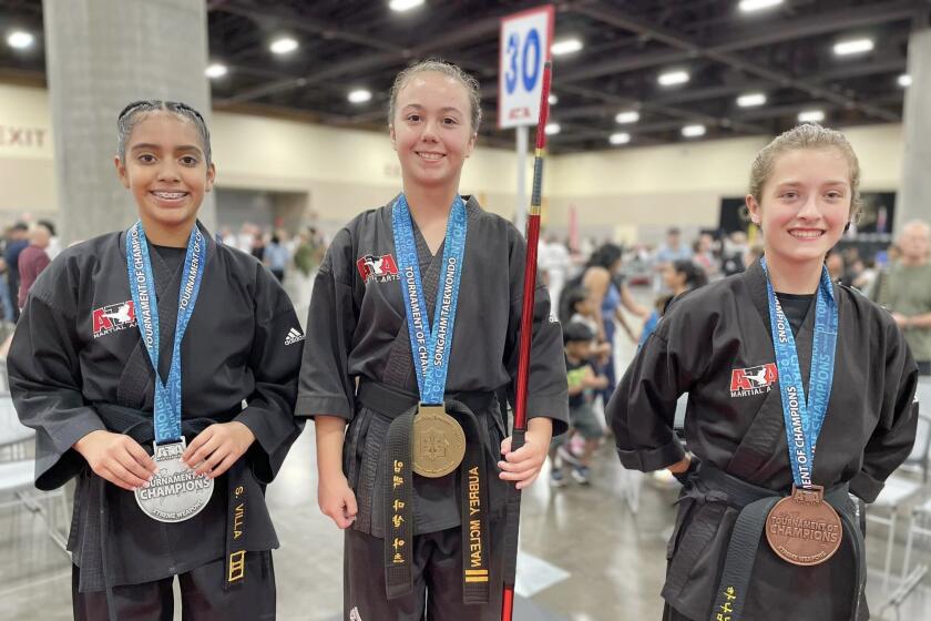 L to R, Sofia Villa of Texas won silver, Aubrey McLean of California won gold, and Sophia Beenen of Minnesota won bronze.