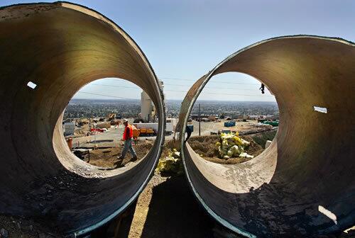 Orange County residents were urged to conserve water during a weeklong shutdown of the Diemer Filtration Plant in Yorba Linda. The facility, which pumps and filters half of the county's drinking water, is replacing these pipes with new ones that will funnel Colorado River water into the plant.