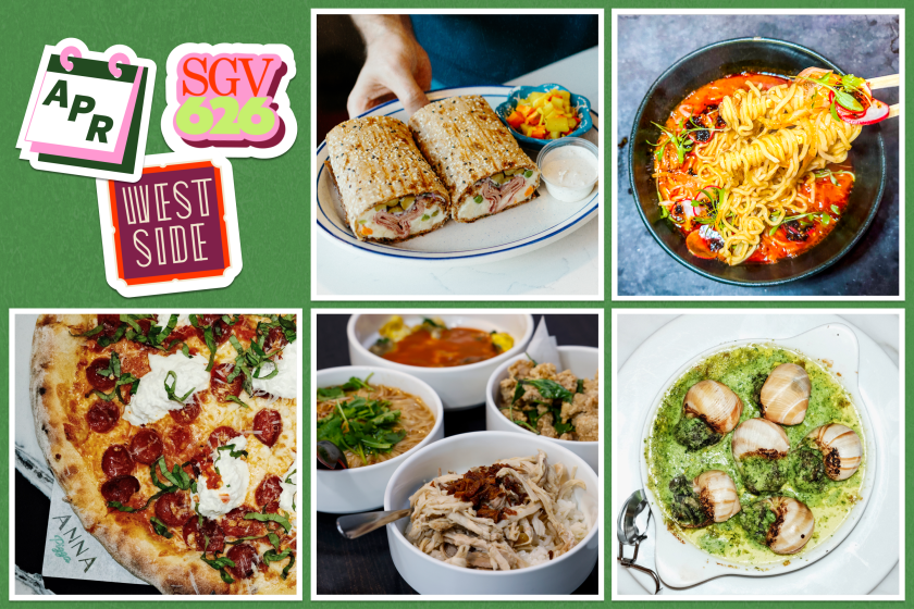 Collage of different food dishes set on a green background