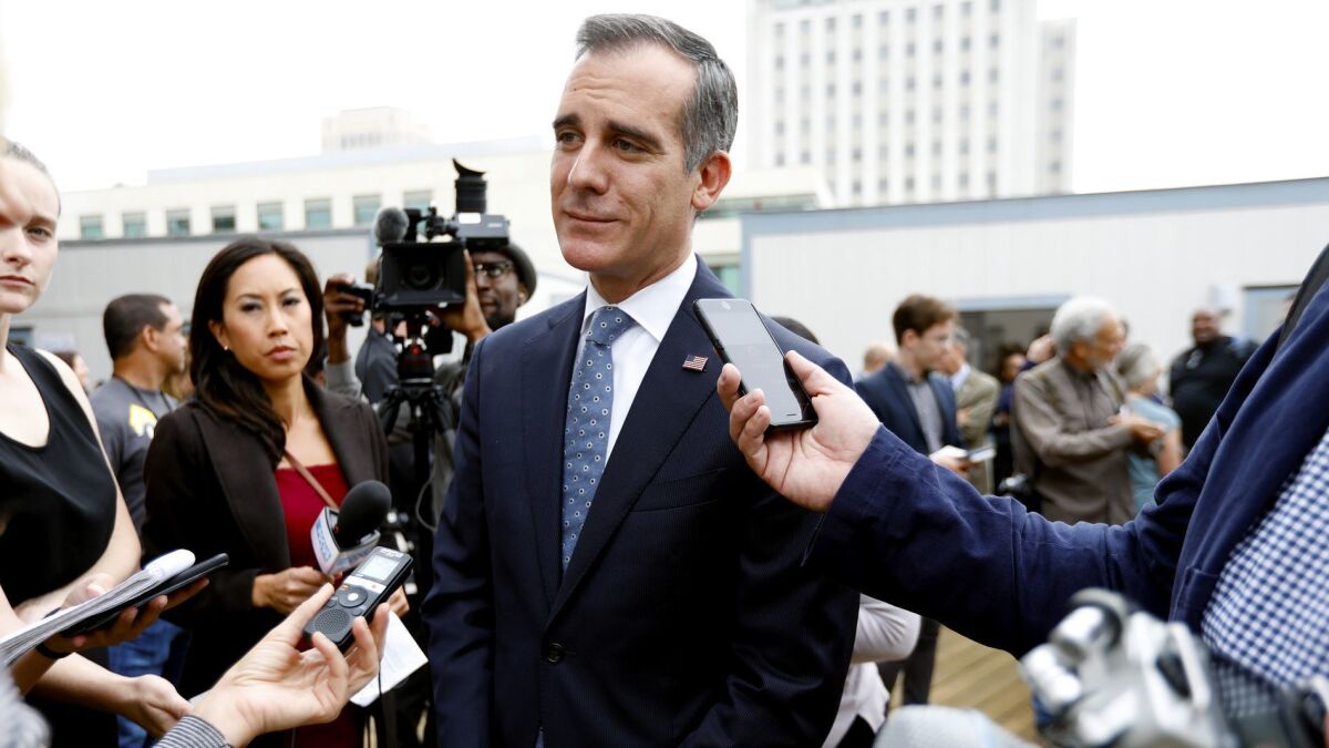 Los Angeles Mayor Eric Garcetti, pictured in September, said Monday that the governor has expressed a willingness to help amid the L.A. Unified teachers' strike.