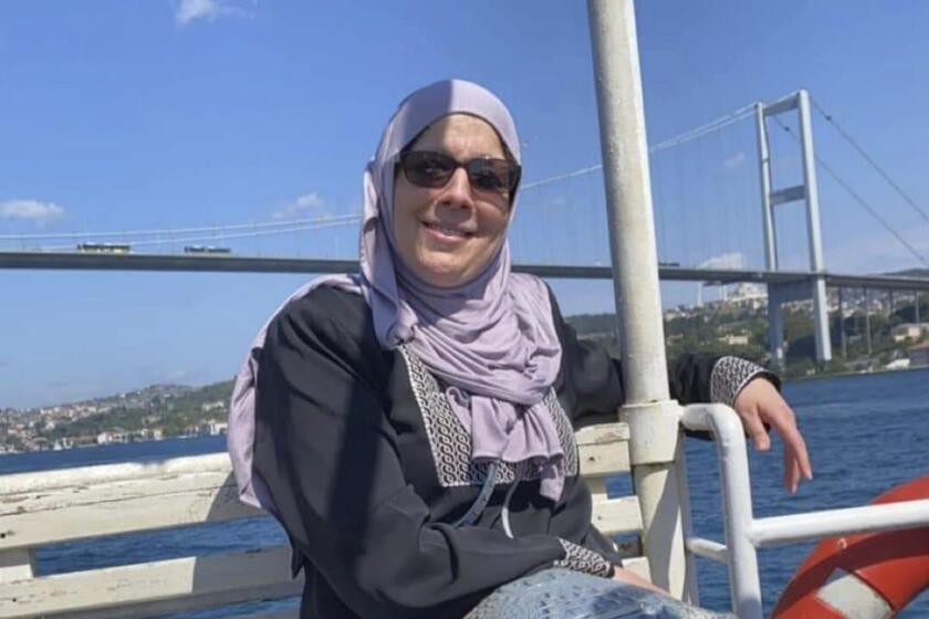 This undated family photo shows Samaher Esmail, a Palestinian-American from Louisiana who is being tried in Israeli military court for incitement, pictured on a family trip to Turkey. Esmail who was beaten, dragged out of her home and detained by Israeli authorities for over three weeks was released on bail Thursday Feb. 29, 2024 to wait out the remainder of her trial in the West Bank, the latest case to draw international attention to the prosecution of an American in Israeli military court. (Family handout via AP)