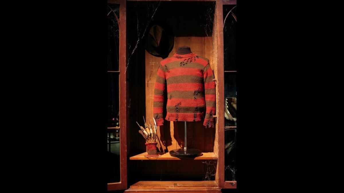 Freddy Krueger's glove and sweater from "A Nightmare on Elm Street."