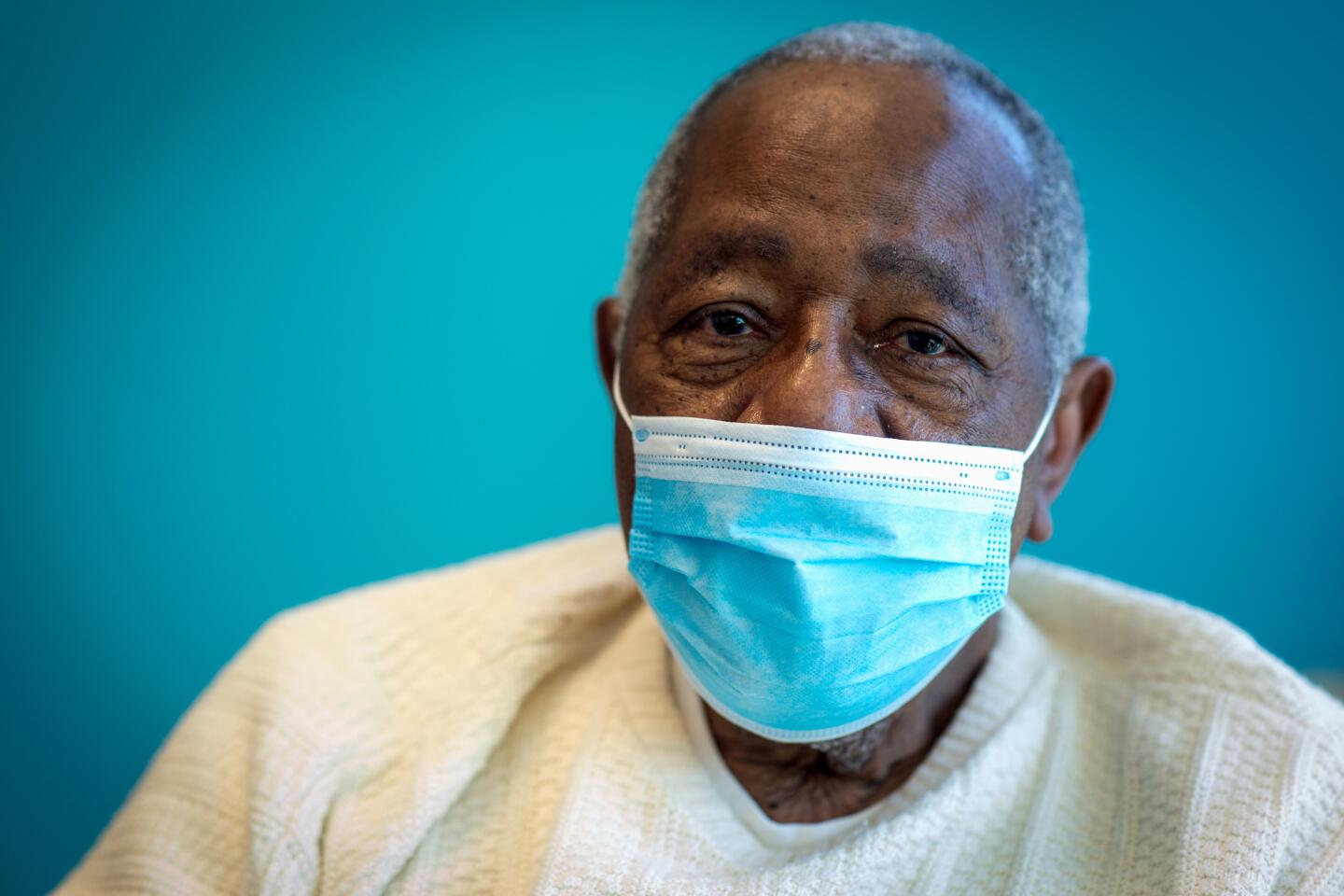 Baseball Hall of Famer Hank Aaron after receiving his COVID-19 vaccination