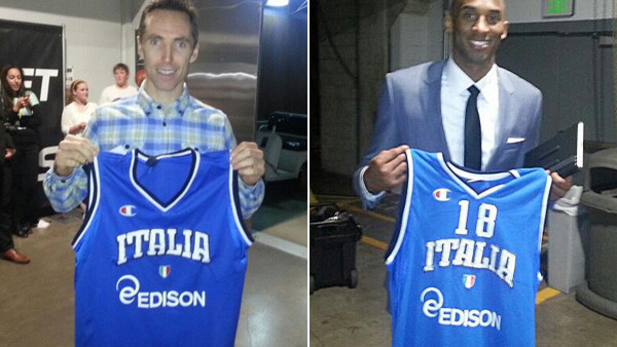 Kobe Bryant, Steve Nash receive Italian national team jerseys - Los Angeles  Times