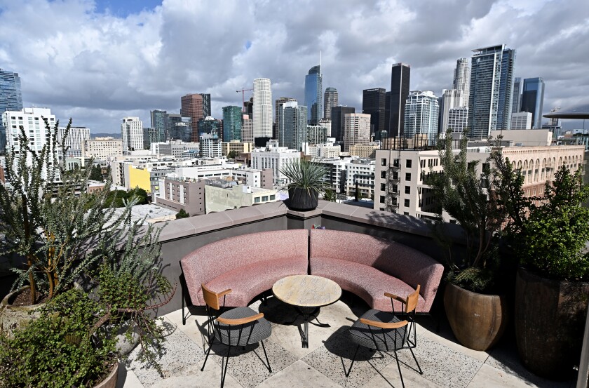 A view of the rooftop at the Downtown L.A. Proper Hotel.