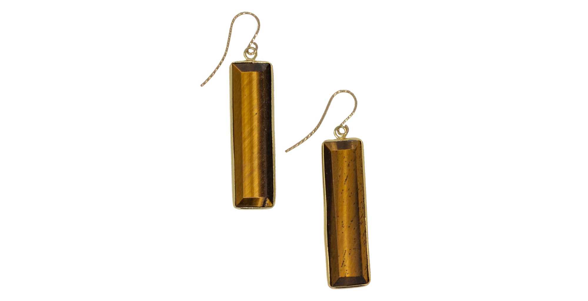 Earrings made of tiger’s eye stones by Michelle Thomas at Civetta Los Angeles