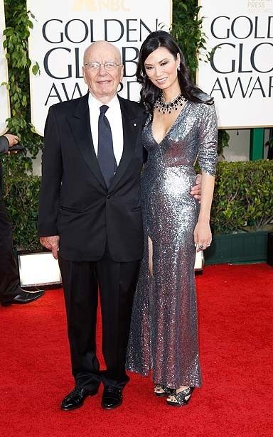 Rupert Murdoch and wife Wendi Deng at the Golden Globe Awards in Beverly Hills.