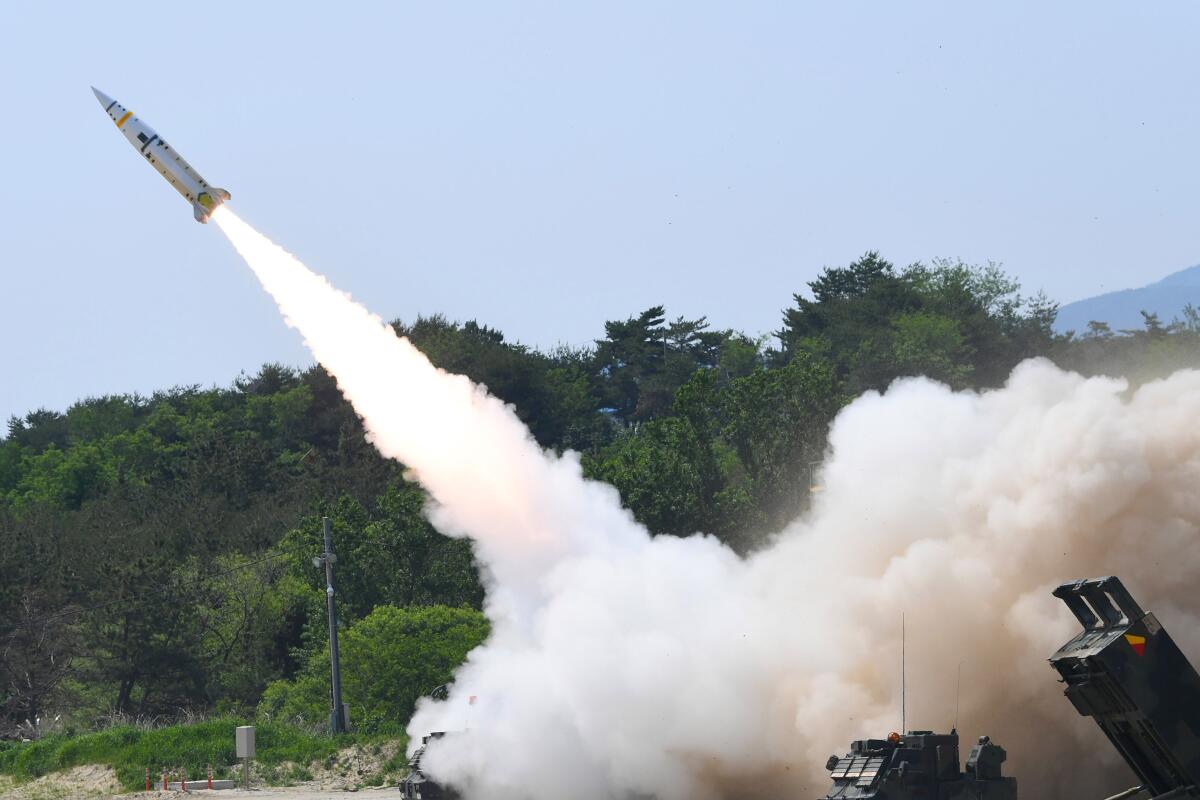 FILE - In this photo provided by South Korea Defense Ministry, a missile is fired during a joint training between U.S. and South Korea at an undisclosed location in South Korea, on May 25, 2022. The United States and South Korea will begin their biggest combined military training in years, starting Aug. 22, in the face of an increasingly aggressive North Korea, which has been ramping up weapons tests and threats of nuclear conflict against Seoul and Washington, the South’s military said Tuesday, Aug. 16. (South Korea Defense Ministry via AP, File)