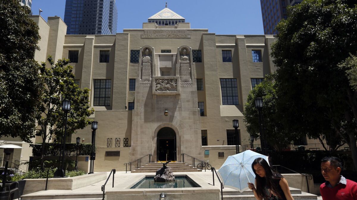 The Los Angeles Public Library in downtown Los Angeles on June 15, 2017.