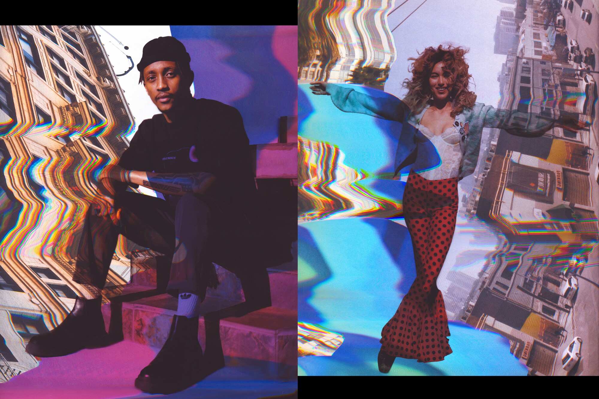 Mike Wamungu, cofounder of Ukoo Studios, left, and Aaliyah Ei, a nonbinary Afro-Mexican editorial model.