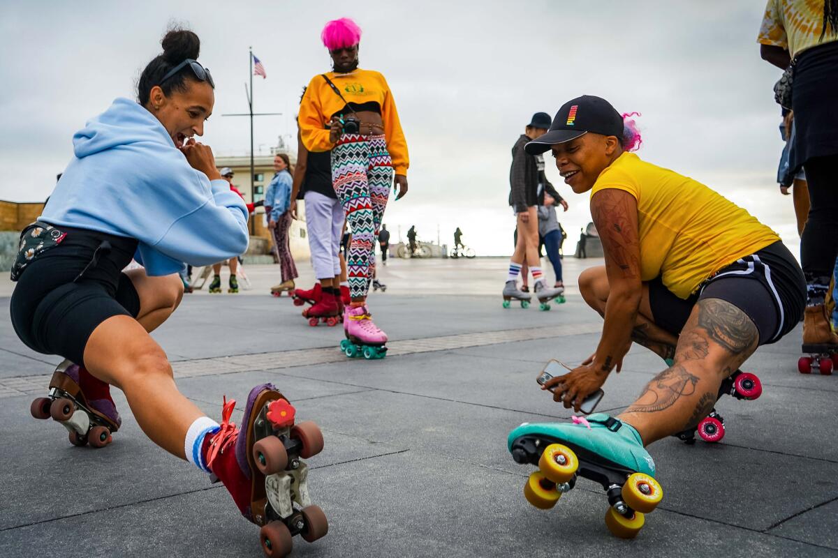 Roller skaters on the Marvin Braude Bike Trail.