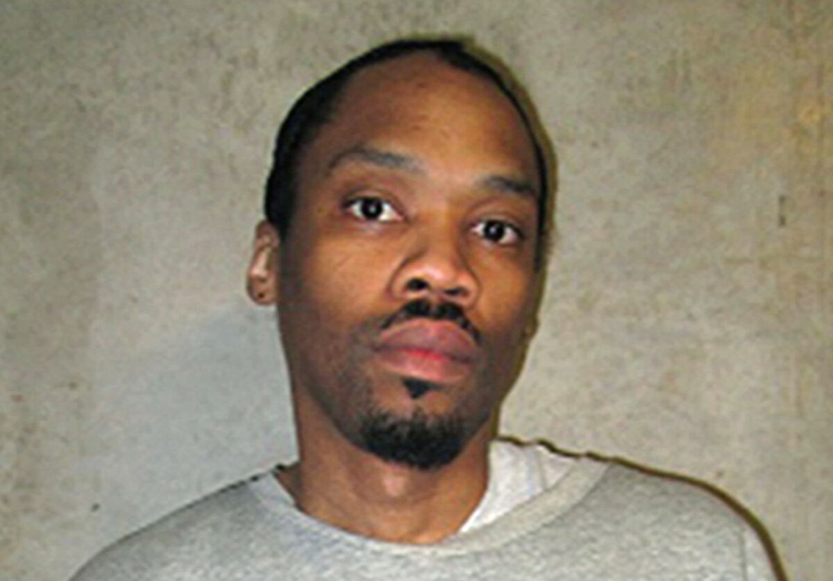 FILE - This Feb. 5, 2018, file photo provided by the Oklahoma Department of Corrections shows Julius Jones. Five Republican Oklahoma lawmakers are urging Gov. Kevin Stitt to grant clemency to death row inmate Julius Jones, who is scheduled to be executed next Thursday. (Oklahoma Department of Corrections via AP, File)