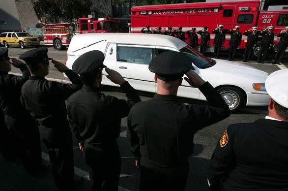 LAPD funeral - firefighters salute