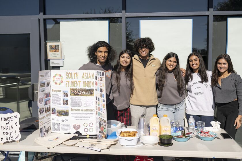 Representatives from the Canyon Crest Academy and Torrey Pines High School South Asian Student Union