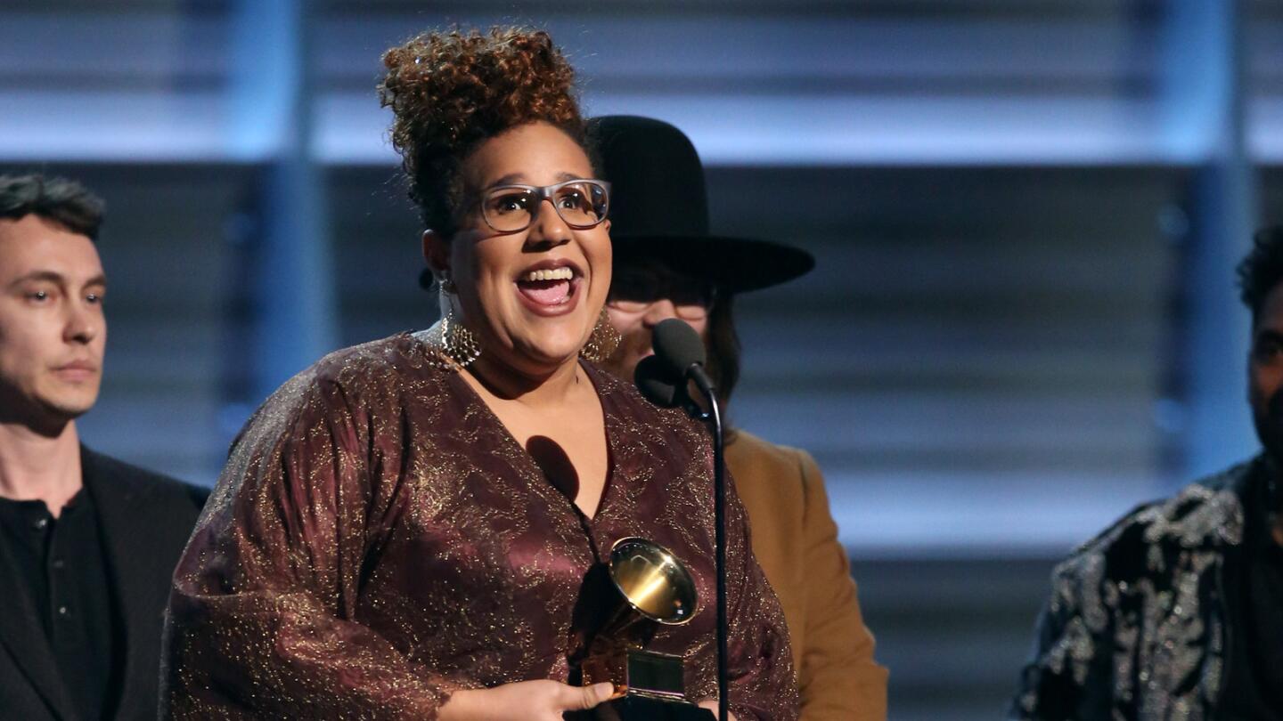 Brittany Howard of the Alabama Shakes accepts the award for rock performance for “Don’t Wanna Fight."