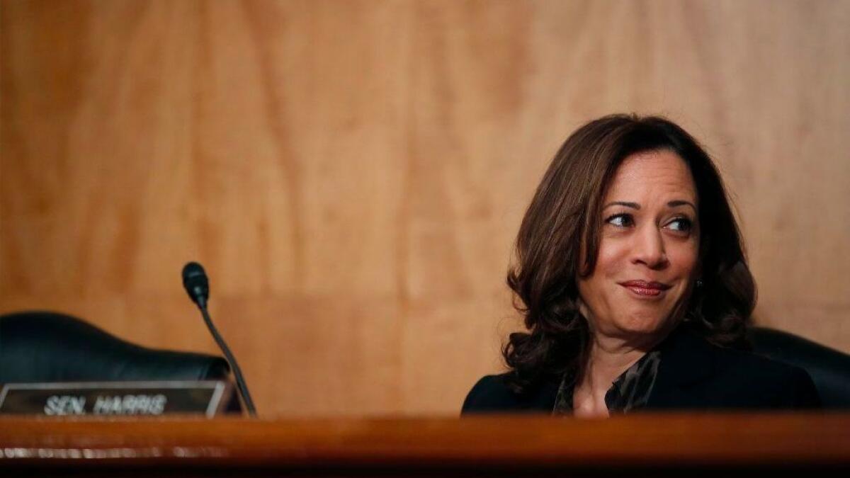 Sen. Kamala Harris (D-Calif.) attends a Senate hearing in Washington earlier this month.