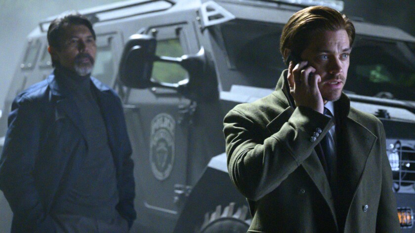 Lou Diamond Phillips, left, and Tom Payne in "Prodigal Son" on Fox.