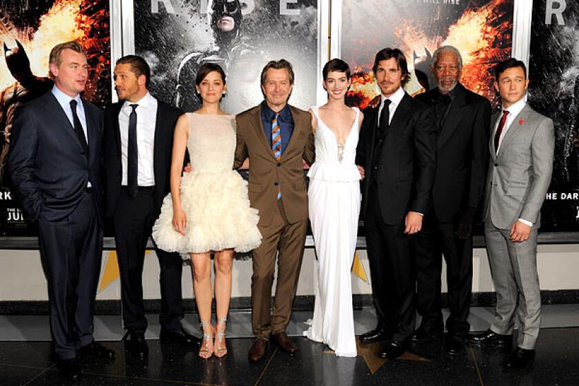 The stars came out as the long-anticipated "The Dark Knight Rises" finally emerged and had its Gotham, er, New York, premiere. Christopher Nolan, Tom Hardy, Marion Cotillard, Gary Oldman, Anne Hathaway, Christian Bale, Morgan Freeman and Joseph Gordon-Levitt pose together at AMC Lincoln Square Theater.