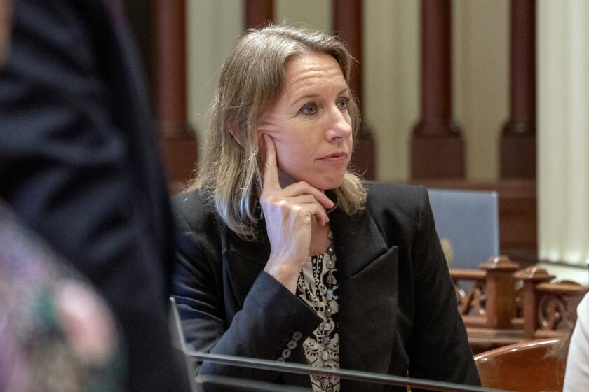 State Sen. Catherine Blakespear, D-Encinitas, listens to the discussion on a bill at the Capitol in Sacramento, Calif., Monday, July 10, 2023. (AP Photo/Rich Pedroncelli)