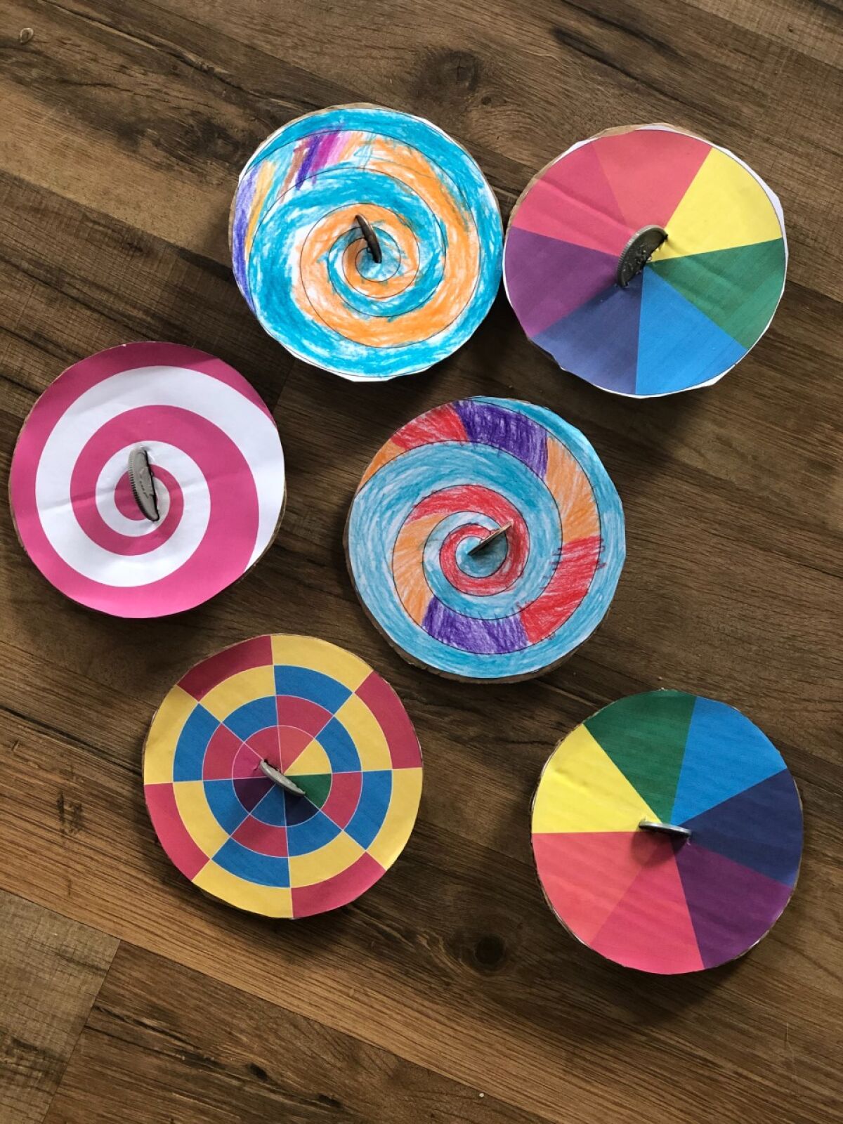 Crystal Toledo of San Diego made spinners with her children, whose schools are closed due to the coronavirus pandemic.