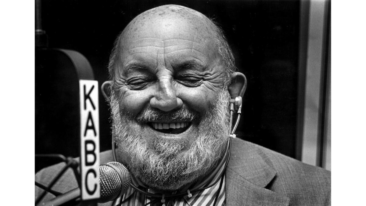 Sept. 19, 1979: Photographer Ansel Adams laughs during an interview with KABC radio host Michael Jackson.