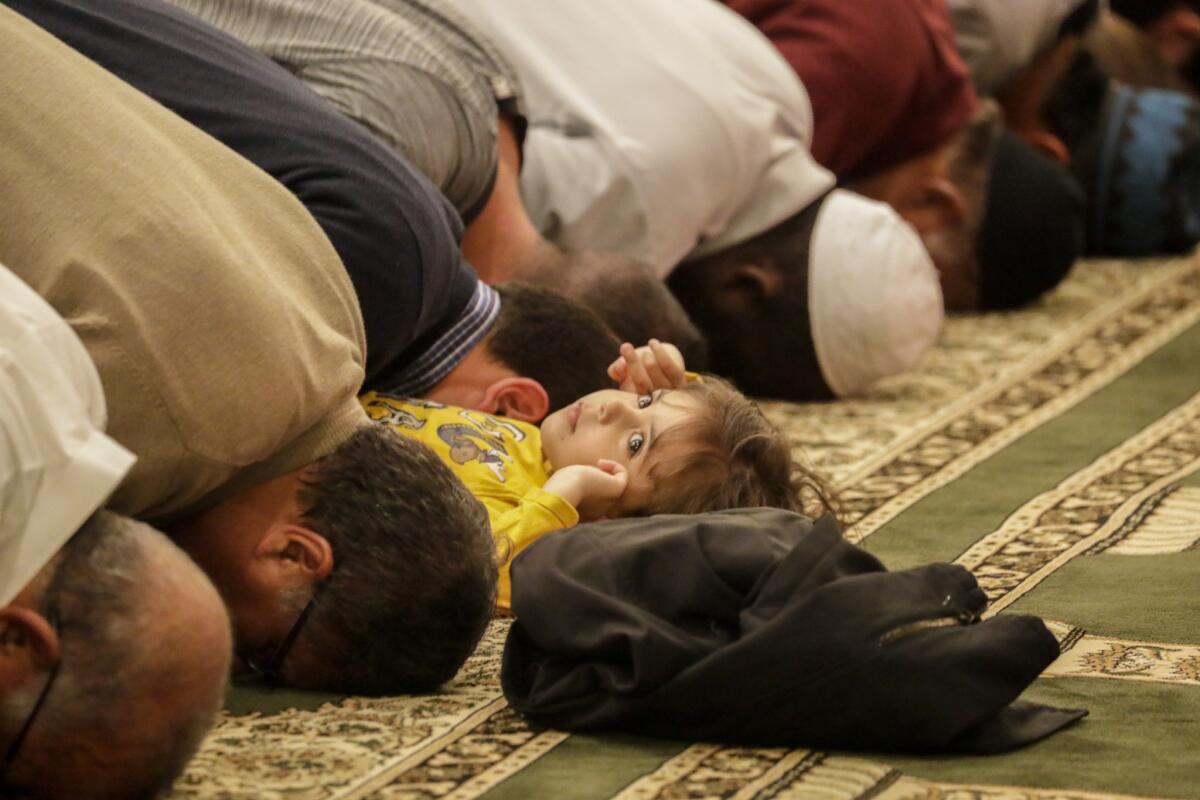 At Masjid Al Fatiha of Azusa in 2018, men gathered to offer nightly Ramadan prayers.