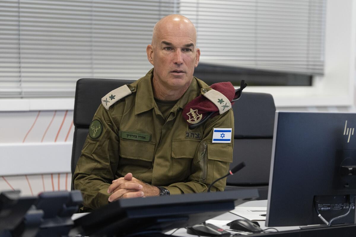 Maj. Gen. Ori Gordin, who just completed a term as head of Israel's Home Front Command. He is now the incoming head of the Northern Command, during an interview to Associated Press at the Home Front Command base near the city of Ramla, Israel, Monday, Aug. 29, 2022. (AP Photo/Tsafrir Abayov)