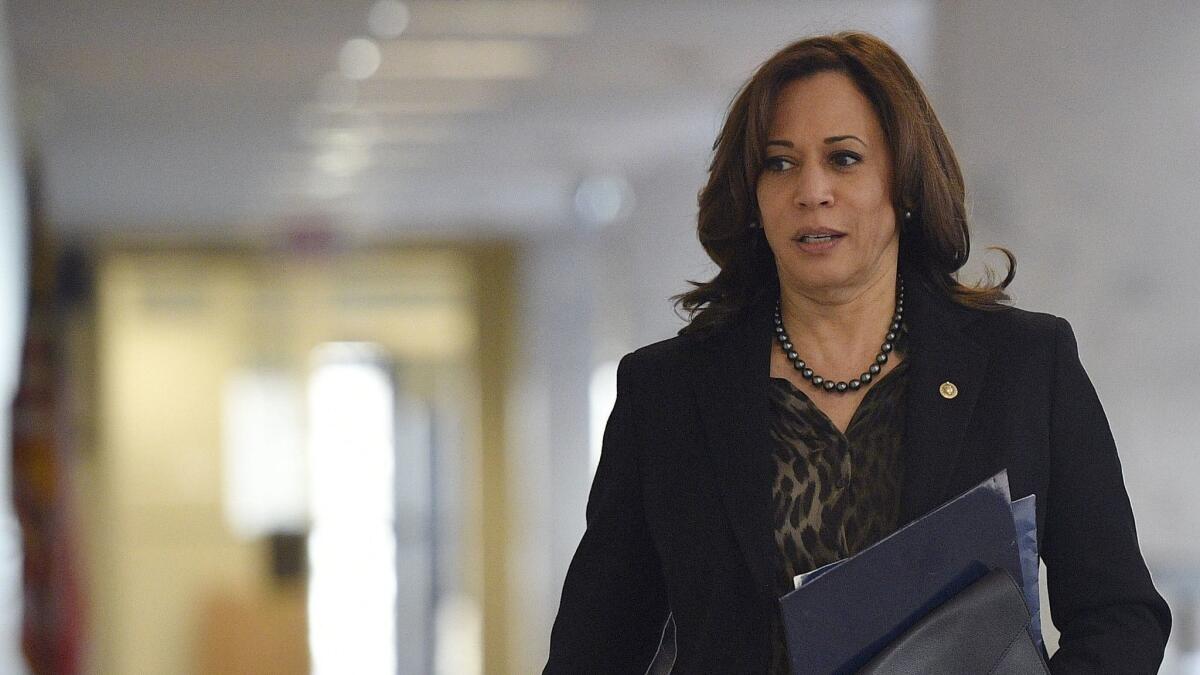 Sen. Kamala Harris (D-Calif.) at the Capitol in Washington this week.