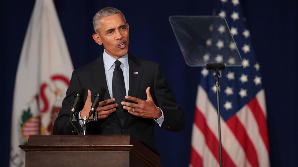 President Obama speaks to University of Illinois at Urbana–Champaign students on Friday.